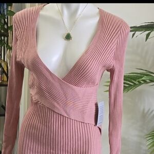 Pink Mini Sweater Dress